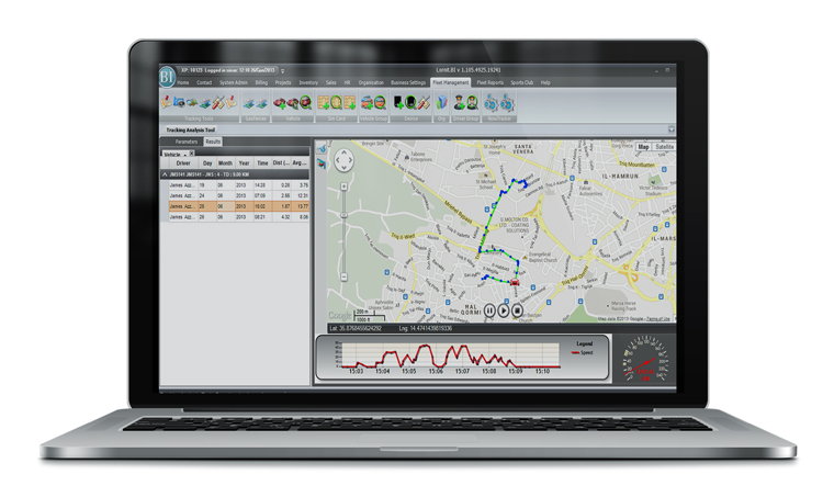 Lornit - Vehicle tracking system - Screenshot view